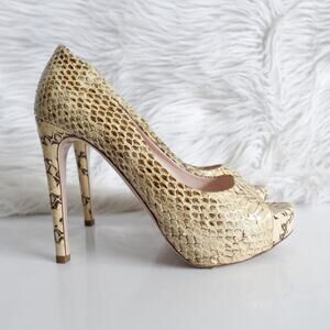 Vintage Y2K Miu Miu Python Snakeskin Peep Toe High Heel Platform Pumps